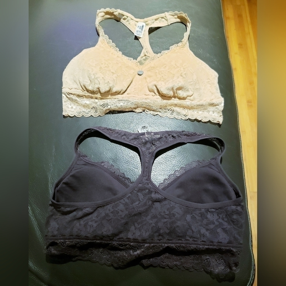 NEW Dkny Two Lace Wireless Removable Pads Racerback Bralette Size L